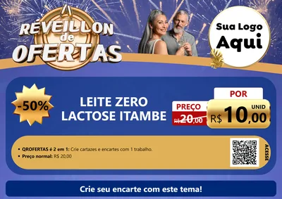 Modelo de Cartaz para Cartaz A4 Horizontal com o tema Réveillon de Ofertas para Frios e Laticínios