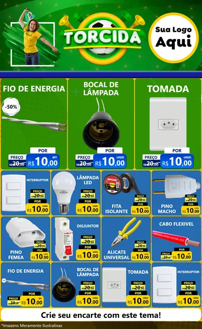 Modelo de Encarte para Encarte Grande com o tema Torcida para Materiais Elétricos