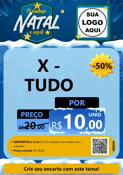 Modelo de Cartaz para Cartaz A4 Vertical com o tema O Melhor Natal É Aqui! para Hamburgueria