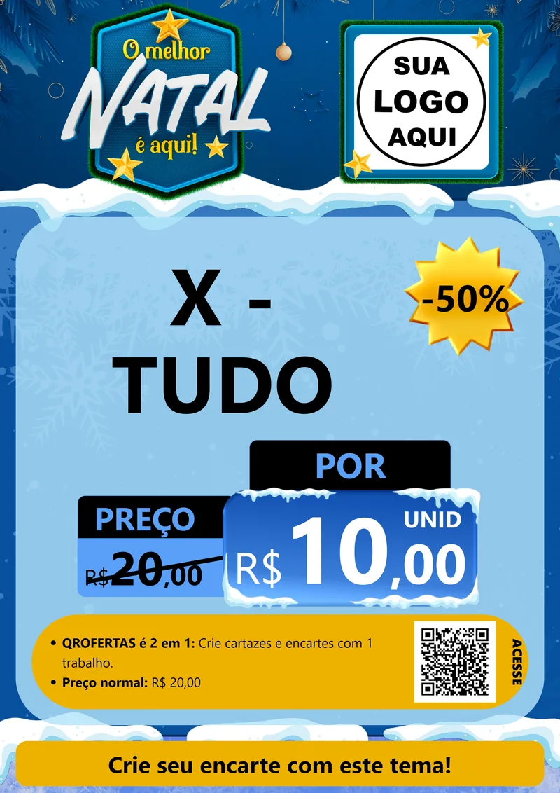 Modelo de Cartaz para Cartaz A4 Vertical com o tema O Melhor Natal É Aqui! para Hamburgueria