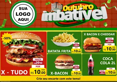Modelo de Encarte para Encarte A4 Horizontal com o tema Outubro Imbatível para Hamburgueria