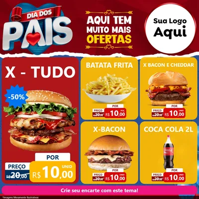 Modelo de Rede Social para Feed Facebook com o tema Dia dos Pais para Hamburgueria