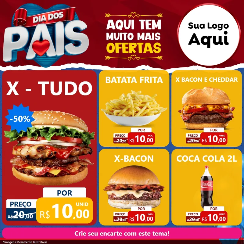 Modelo de Rede Social para Feed Facebook com o tema Dia dos Pais para Hamburgueria