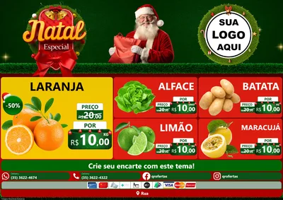 Modelo de Encarte para Encarte A4 Horizontal com o tema Natal Especial para Hortifrúti