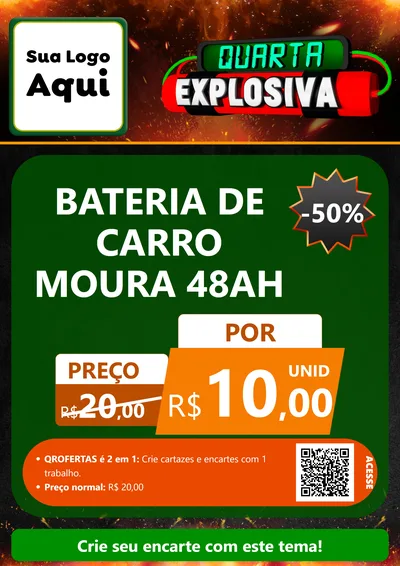 Modelo de Cartaz para Cartaz A4 Vertical com o tema Quarta Explosiva para Baterias Elétricas