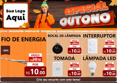 Modelo de Encarte para Encarte A4 Horizontal com o tema Especial Outono para Materiais Elétricos