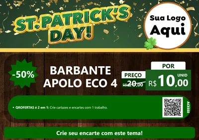 Modelo de Cartaz para Cartaz A4 Horizontal com o tema St Patriks Day para Armarinho e Aviamentos
