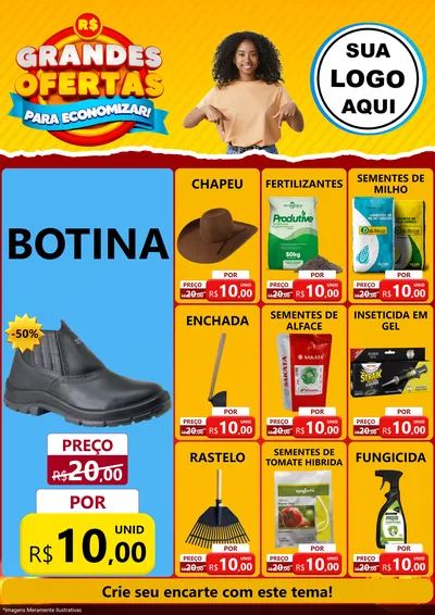 Modelo de Encarte para Encarte A4 Vertical com o tema Grandes Ofertas Para Economizar! para Agropecuária