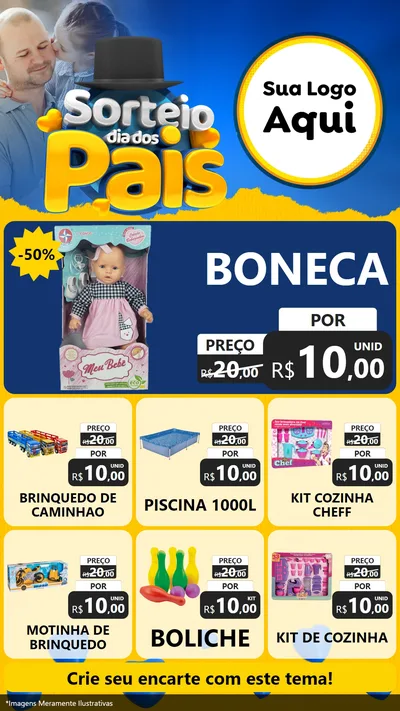 Modelo de Rede Social para Stories com o tema Sorteio Dia Dos Pais para Brinquedos