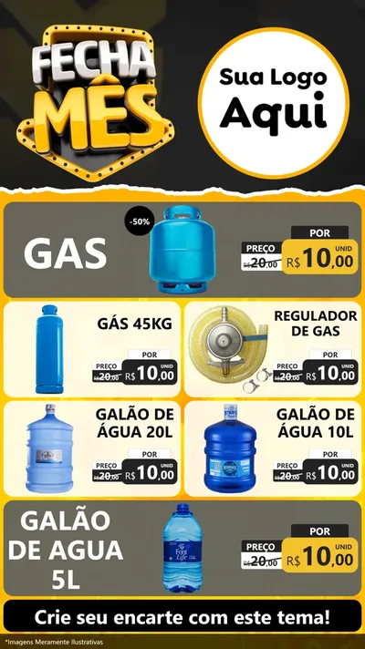 Modelo de TV para TV Vertical com o tema Fecha Mês para Água e gás