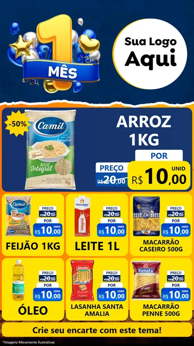 Modelo de Rede Social para Stories com o tema Um Mês de Aniversário para Supermercado