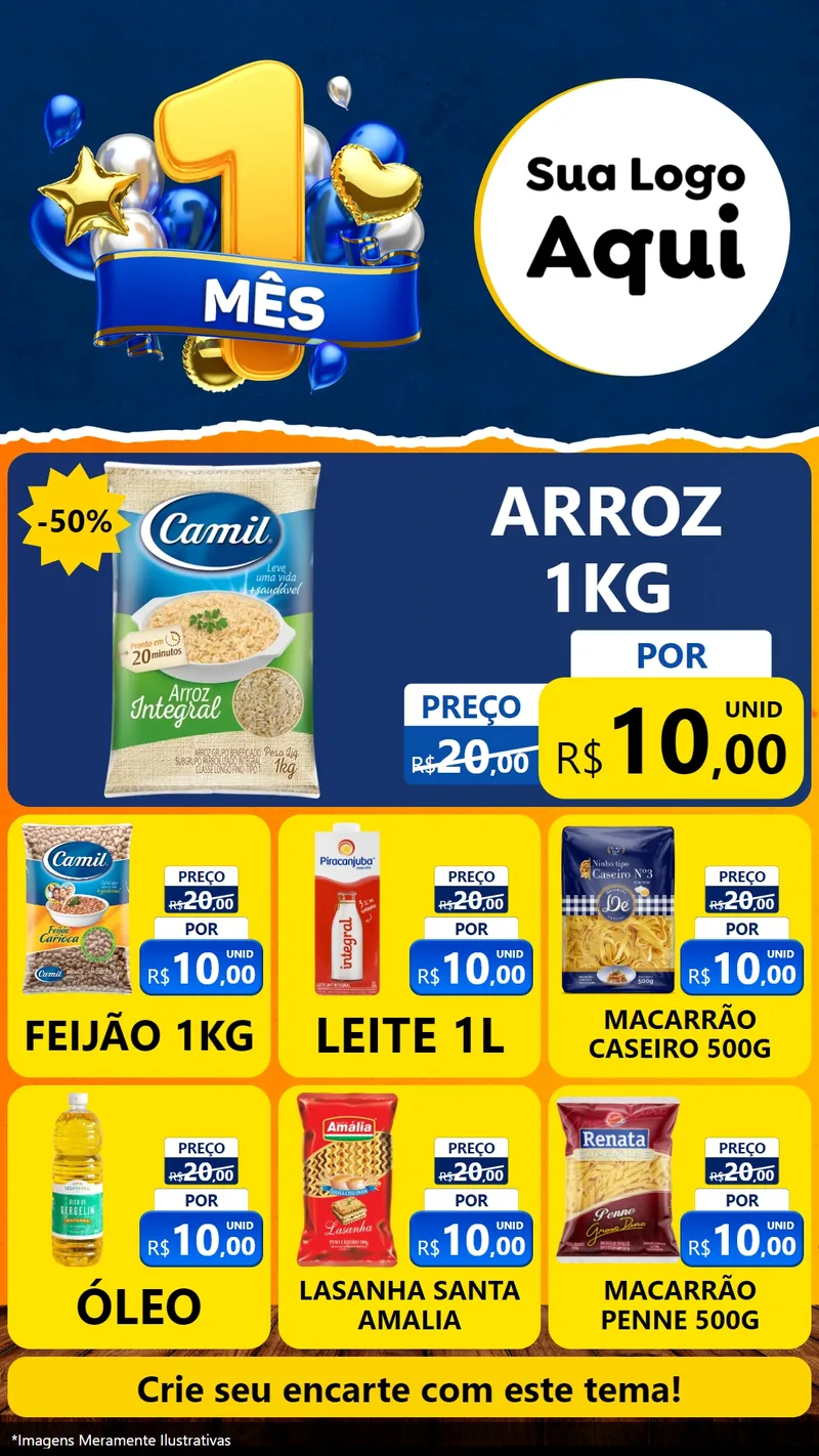 Modelo de Rede Social para Stories com o tema Um Mês de Aniversário para Supermercado