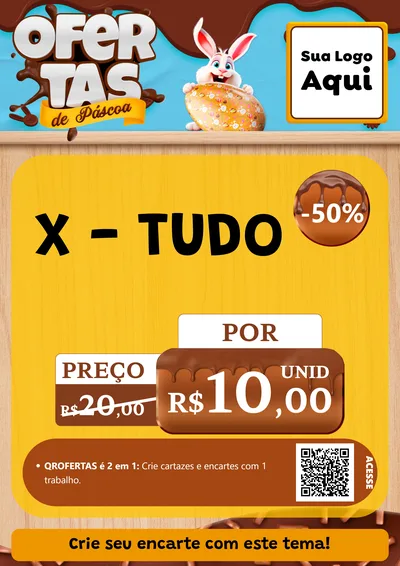 Modelo de Cartaz para Cartaz A4 Vertical com o tema Ofertas de Páscoa para Hamburgueria