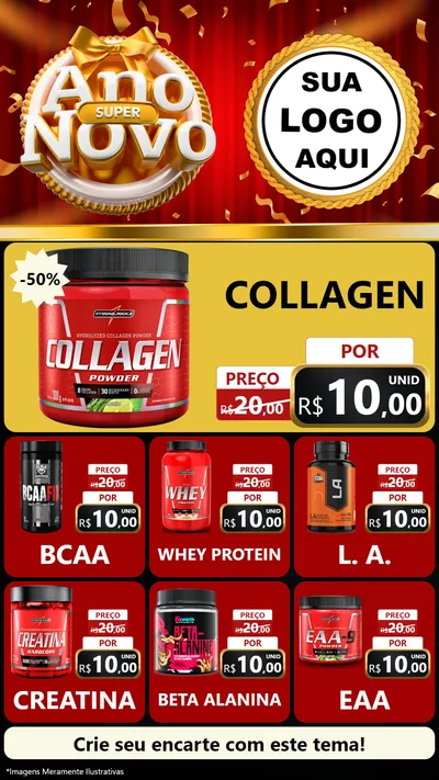 Modelo de Rede Social para Stories com o tema Super Ano Novo para Suplementos alimentares