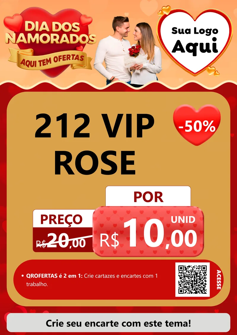 Modelo de Cartaz para Cartaz A4 Vertical com o tema Dia dos Namorados - Aqui Tem Ofertas para Perfumes