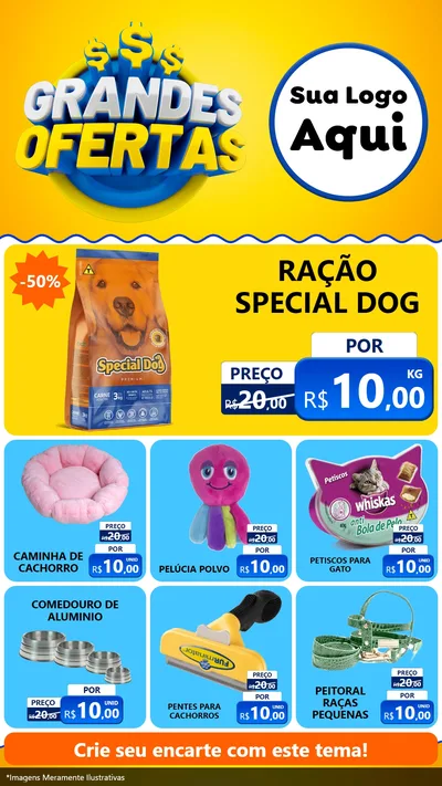 Modelo de Rede Social para Stories com o tema Grandes Ofertas para Pet Shop