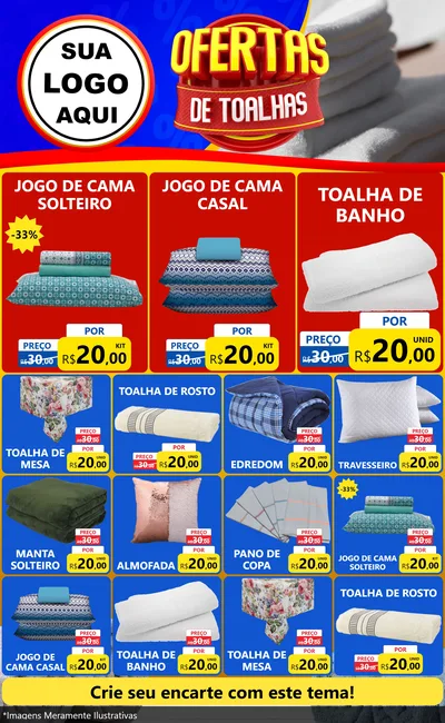 Modelo de Encarte para Encarte Grande com o tema Ofertas de Toalhas para Cama, Mesa e Banho