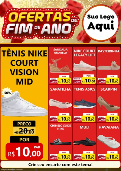 Modelo de Encarte para Encarte A4 Vertical com o tema Ofertas de Fim de Ano para Calçados