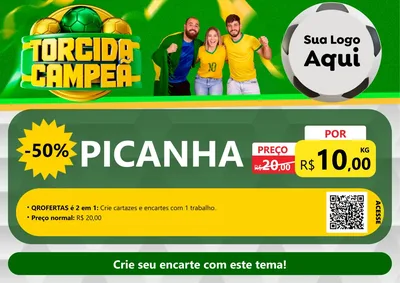 Modelo de Cartaz para Cartaz A4 Horizontal com o tema Torcida Campeã - Copa para Açougue