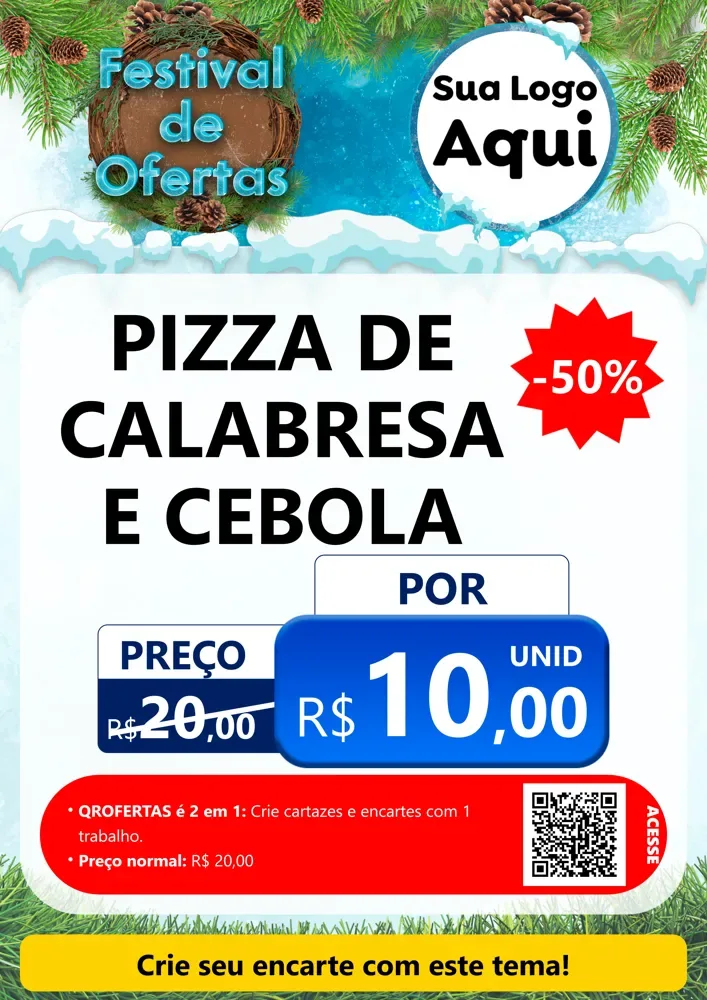 Modelo de Cartaz para Cartaz A4 Vertical com o tema Festival de Ofertas - Inverno para Pizzaria