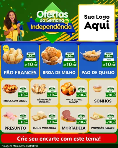 Modelo de Rede Social para Feed Instagram com o tema Ofertas da Semana da Independência para Padaria