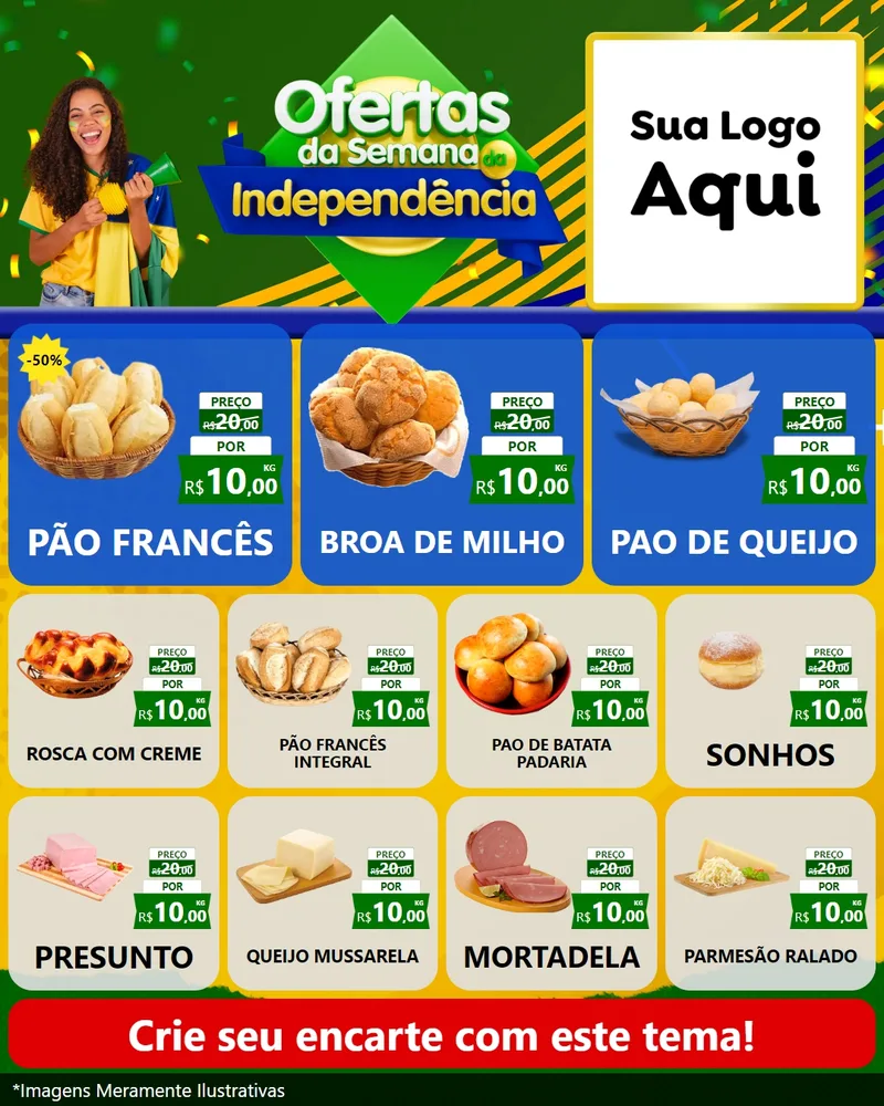Modelo de Rede Social para Feed Instagram com o tema Ofertas da Semana da Independência para Padaria