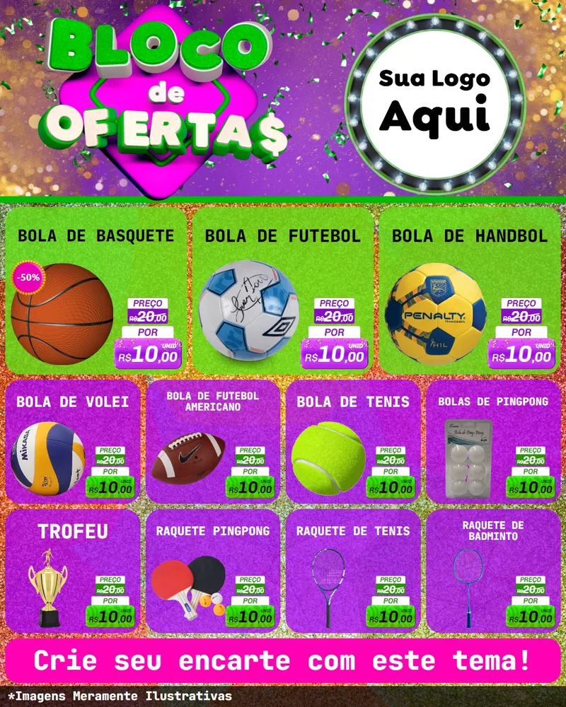 Modelo de Rede Social para Feed Instagram com o tema Bloco de Ofertas para Artigos Esportivos