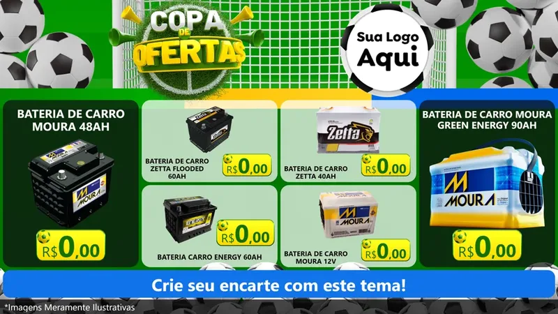 Modelo de TV para TV Horizontal com o tema Copa De Ofertas para Baterias Elétricas