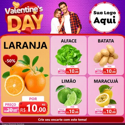 Modelo de Rede Social para Feed Facebook com o tema Valentine's Day para Hortifrúti
