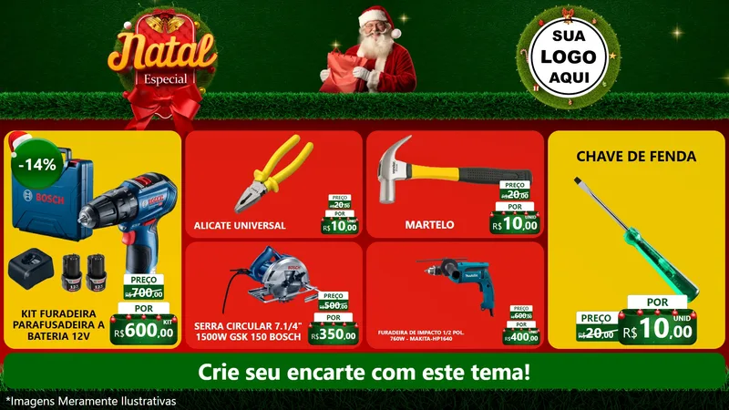 Modelo de TV para TV Horizontal com o tema Natal Especial para Maquinas e Ferramentas