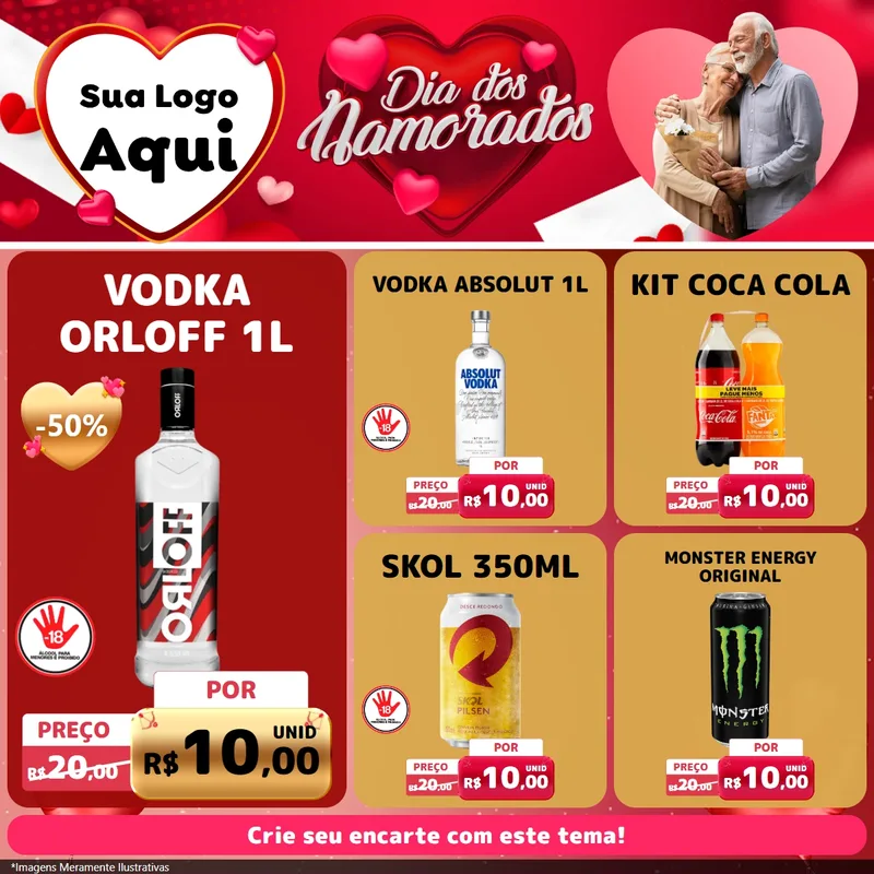 Modelo de Rede Social para Feed Facebook com o tema Dia Dos Namorados para Distribuidora de bebidas