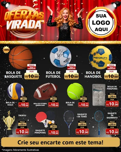 Modelo de Rede Social para Feed Instagram com o tema Ofertas da Virada para Artigos Esportivos