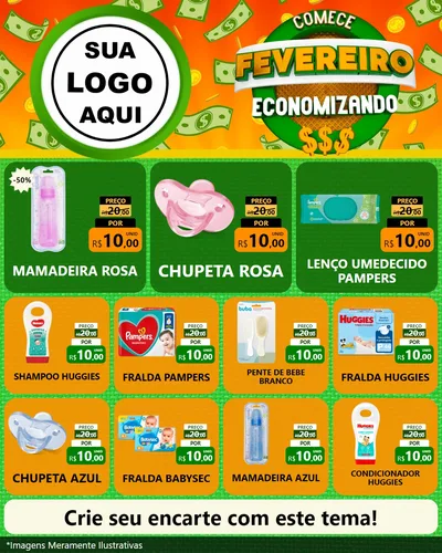 Modelo de Rede Social para Feed Instagram com o tema Comece Fevereiro Economizando para Bebês