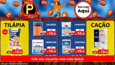 Modelo de TV para TV Horizontal com o tema Dia P - O Dia Mais Barato Do Mês para Peixaria