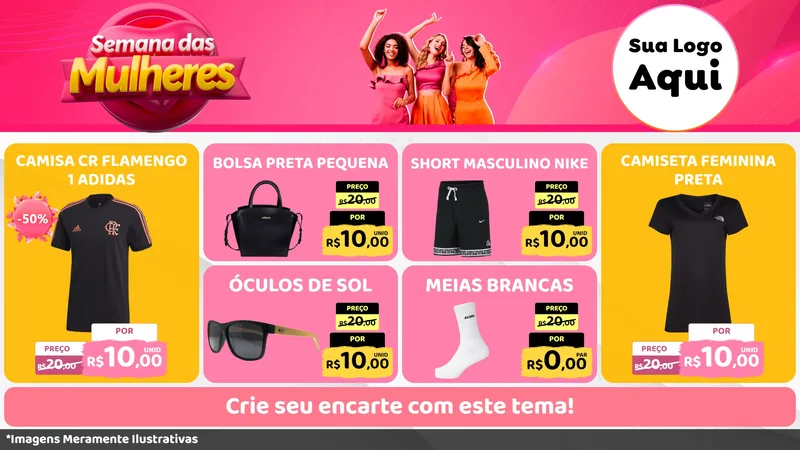Modelo de TV para TV Horizontal com o tema Semana das Mulheres para Roupas e acessórios