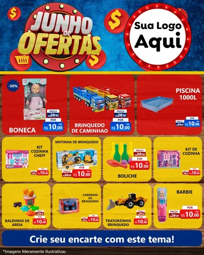 Modelo de Rede Social para Feed Instagram com o tema Junho de Ofertas para Brinquedos