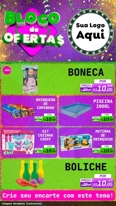 Modelo de TV para TV Vertical com o tema Bloco de Ofertas para Brinquedos