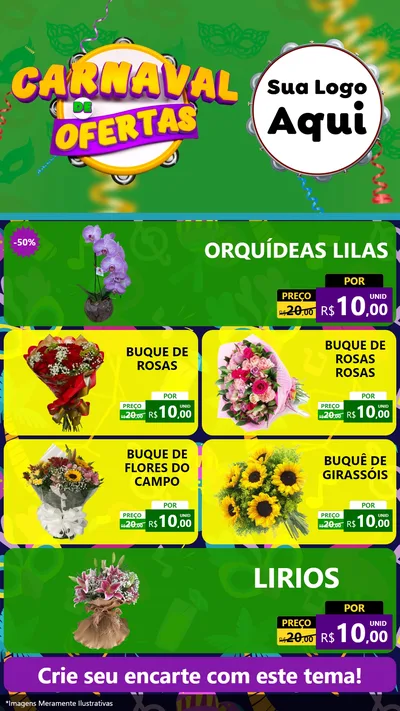 Modelo de TV para TV Vertical com o tema Carnaval de Ofertas para Floricultura e jardim