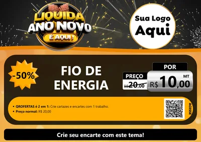 Modelo de Cartaz para Cartaz A4 Horizontal com o tema Liquida Ano Novo É Aqui! para Materiais Elétricos