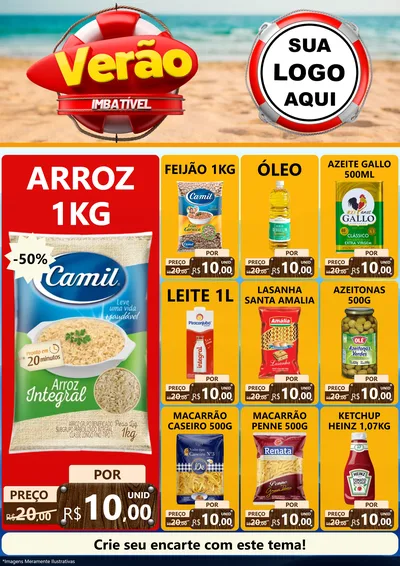 Modelo de Encarte para Encarte A4 Vertical com o tema Verão Imbatível para Supermercado