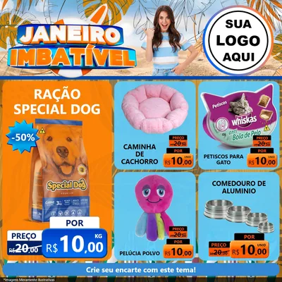 Modelo de Rede Social para Feed Facebook com o tema Janeiro Imbatível para Pet Shop
