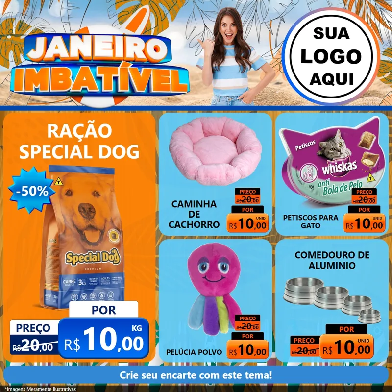 Modelo de Rede Social para Feed Facebook com o tema Janeiro Imbatível para Pet Shop