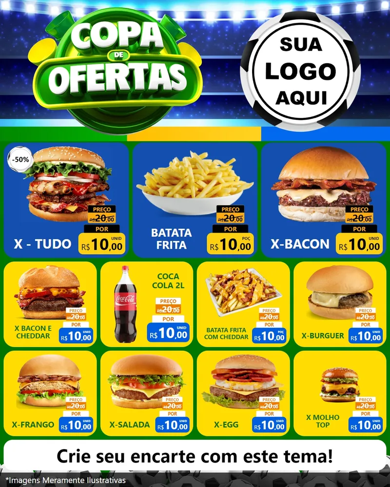 Modelo de Rede Social para Feed Instagram com o tema Copa de Ofertas para Hamburgueria