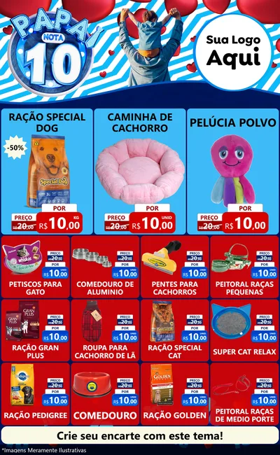 Modelo de Encarte para Encarte Grande com o tema Papai Nota 10 para Pet Shop