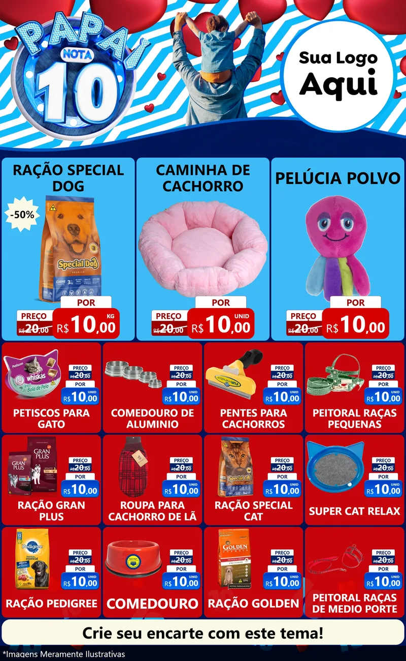 Modelo de Encarte para Encarte Grande com o tema Papai Nota 10 para Pet Shop