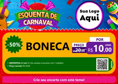 Modelo de Cartaz para Cartaz A4 Horizontal com o tema Esquenta de Carnaval para Brinquedos
