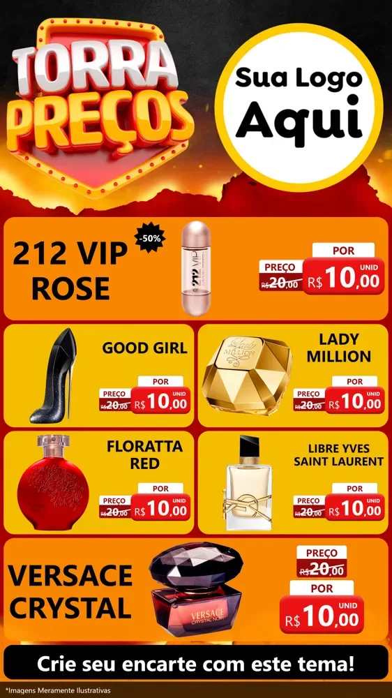 Modelo de TV para TV Vertical com o tema Torra Preços para Perfumes