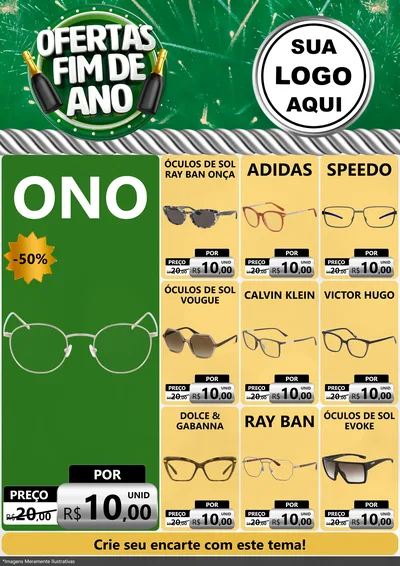 Modelo de Encarte para Encarte A4 Vertical com o tema Ofertas Fim de Ano para Óticas