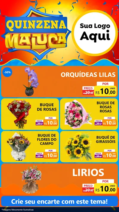 Modelo de TV para TV Vertical com o tema Quinzena Maluca para Floricultura e jardim