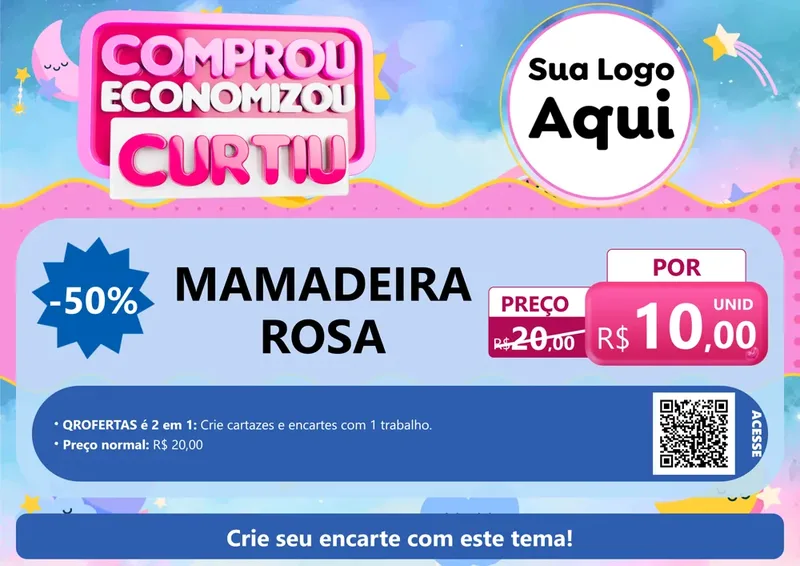 Modelo de Cartaz para Cartaz A4 Horizontal com o tema Comprou economizou curtiu para Bebês